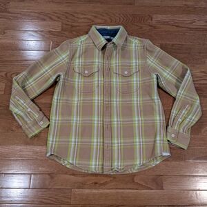 Outerknown Blanket Shirt Brown and Green Plaid Medium M